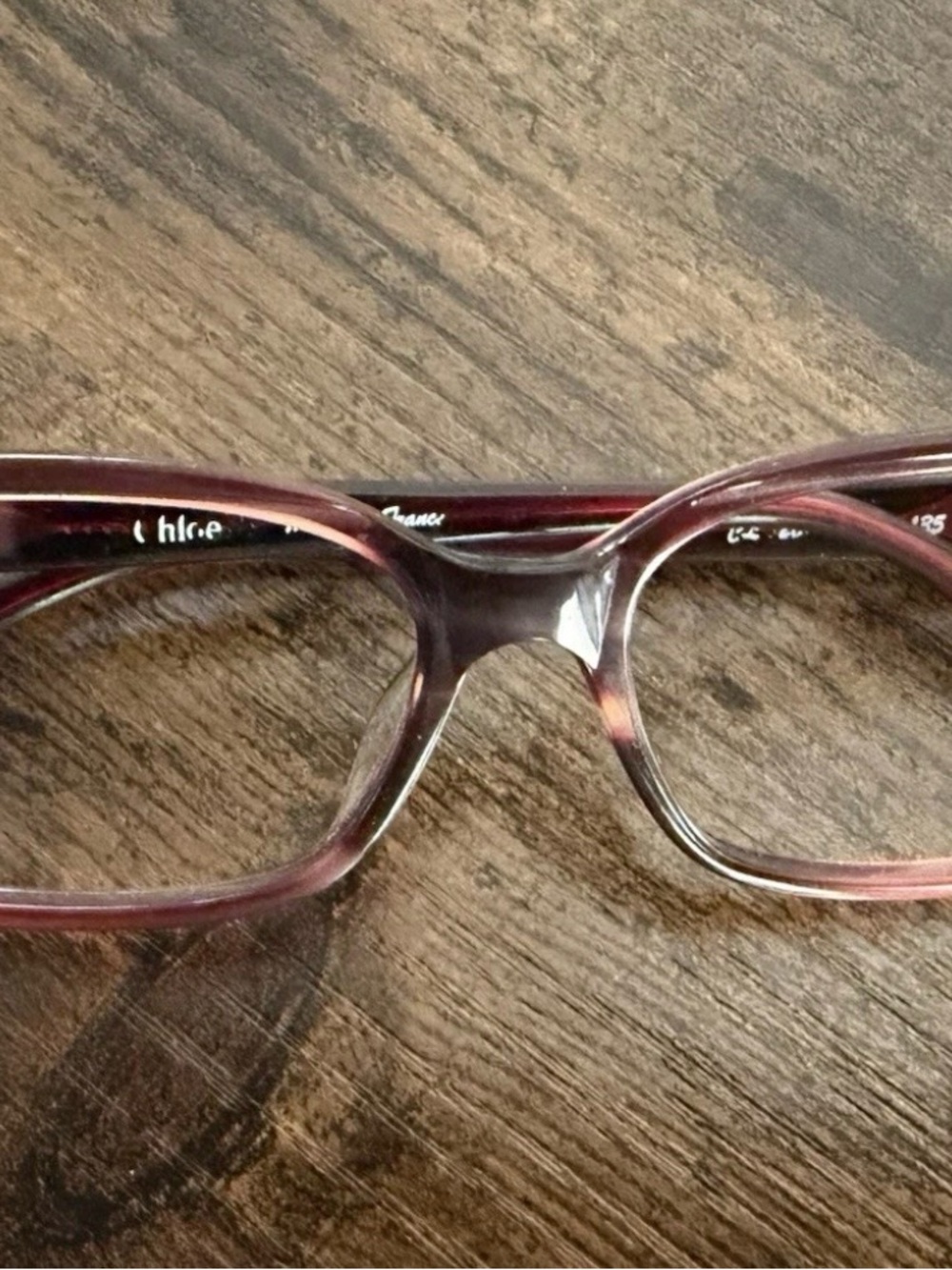 Vintage Chloe Women's Eyeglass Frames in Plum and Pink Gradient Frame Only